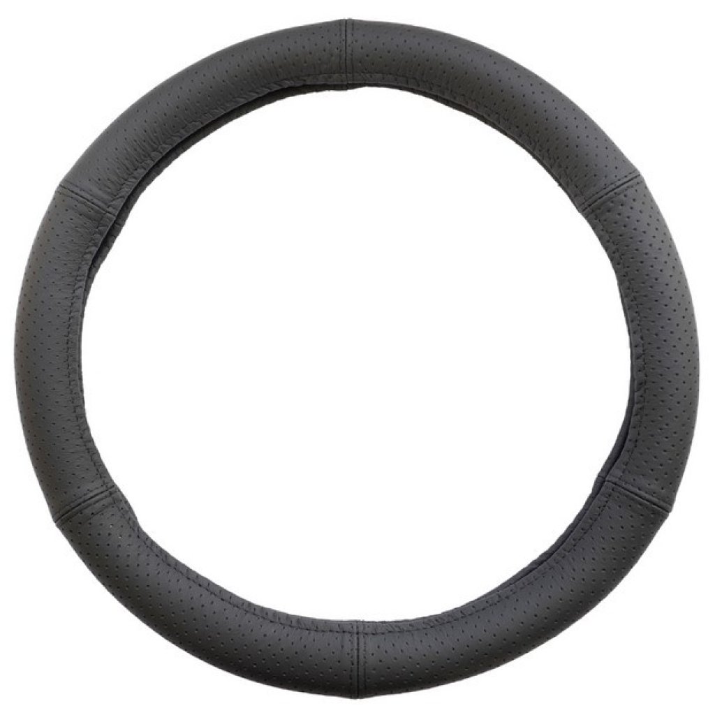 Potah volantu černý kožený, perforovaný, M 37-39cm, 10061CP