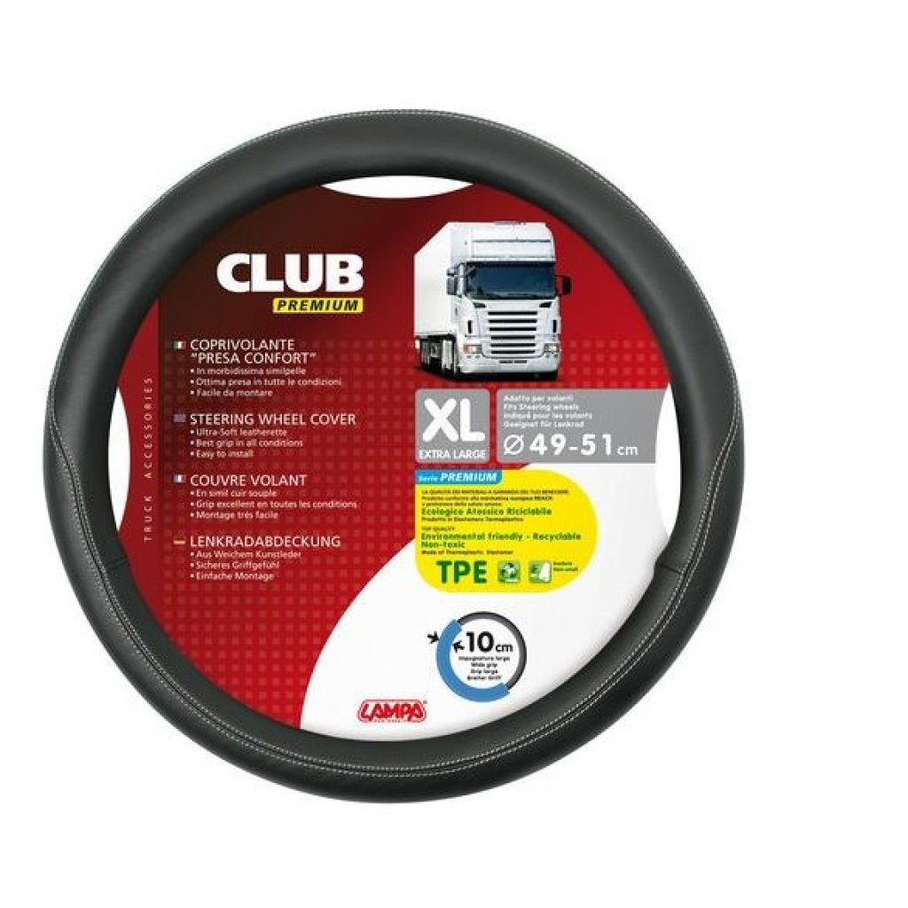 Potah volantu CLUB XL 49-51cm, š.10cm černý, 98848