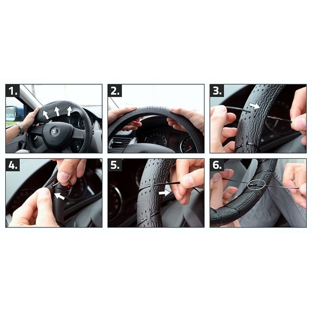 Potah volantu omotávací černý - 37cm, 06425
