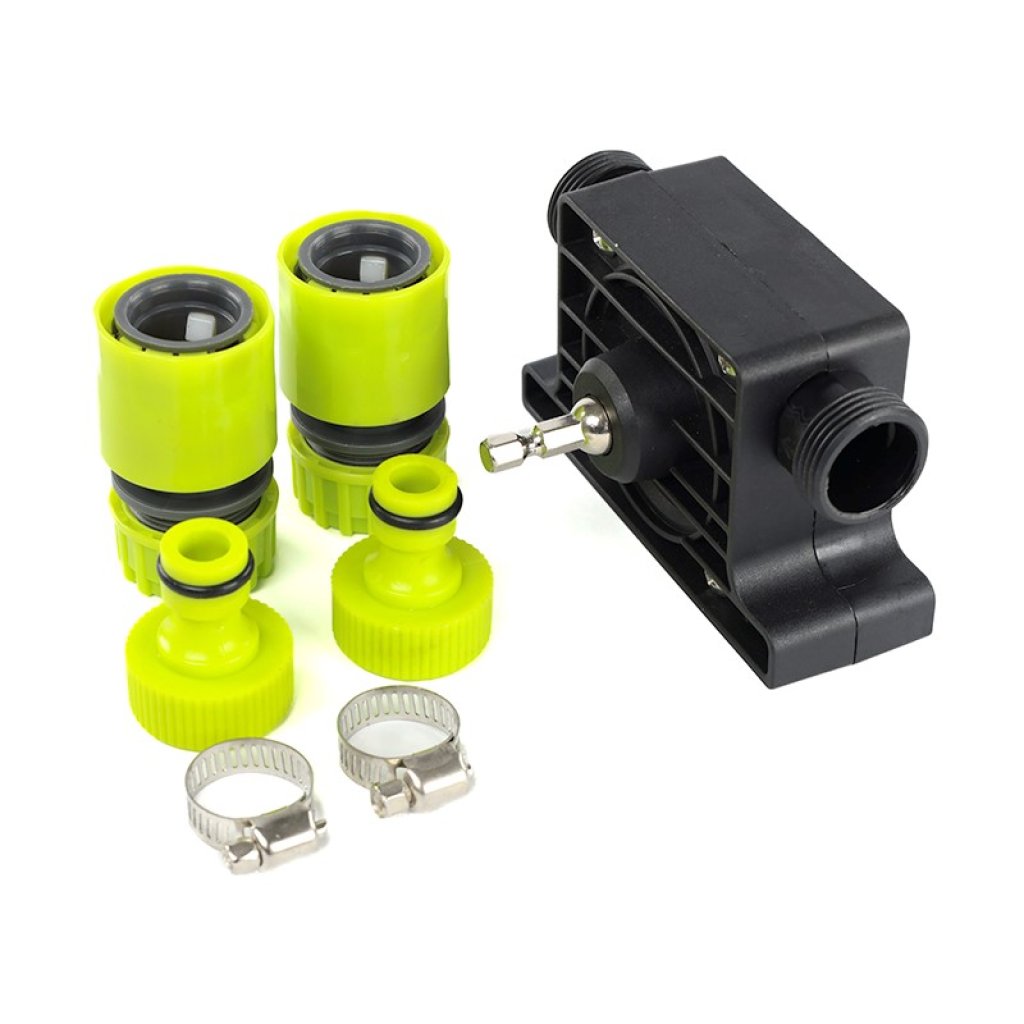 Přečerpávací pumpička poháněná vrtačkou, 3/4" přípojky + 2 1/2" adaptéry, 86867