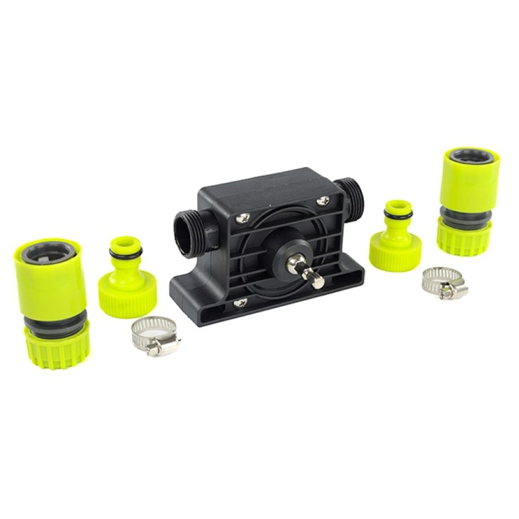 Přečerpávací pumpička poháněná vrtačkou, 3/4" přípojky + 2 1/2" adaptéry, 86867