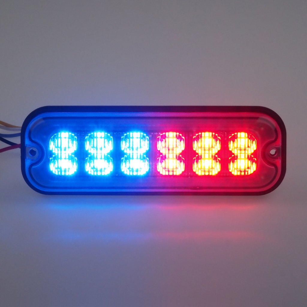 PREDATOR 12x4W LED, 12-24V, červeno-modrý, ECE R10
