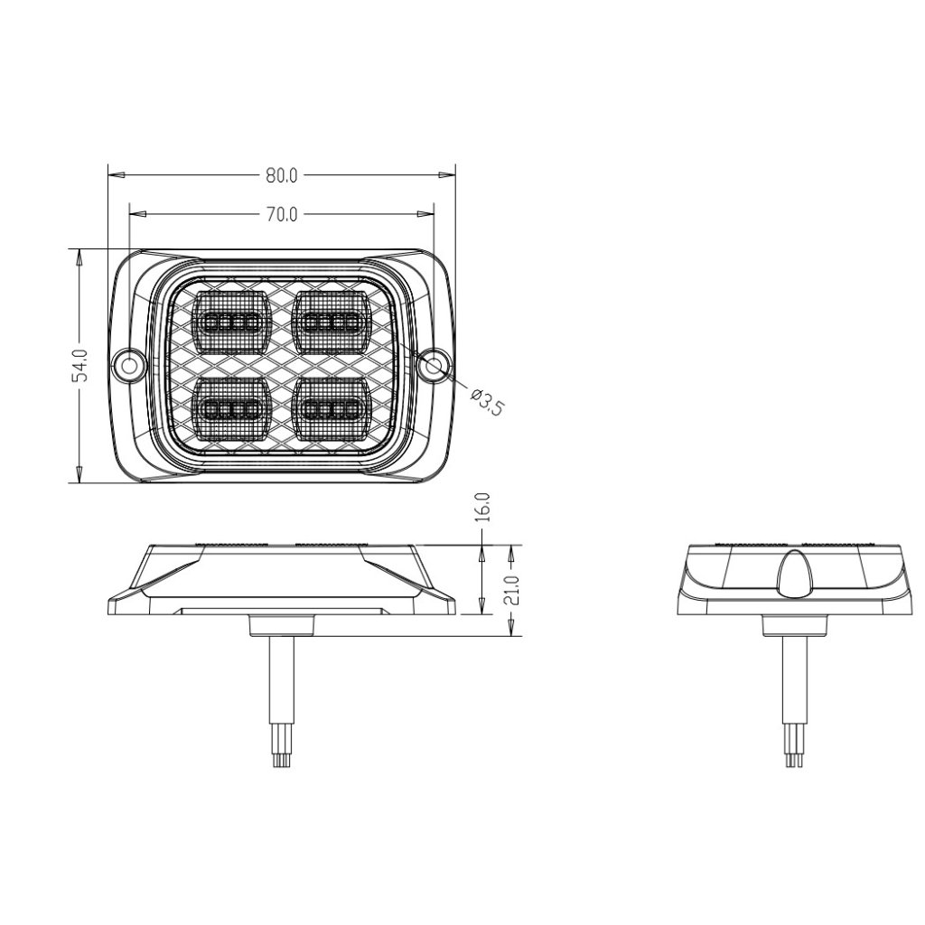 PREDATOR 16x1W LED, 12-24V, oranžový, ECE R65