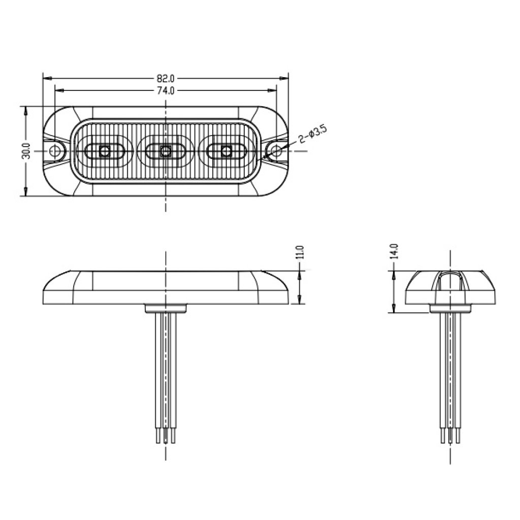 PREDATOR 3x4W LED, 12-24V, modrý, ECE R10
