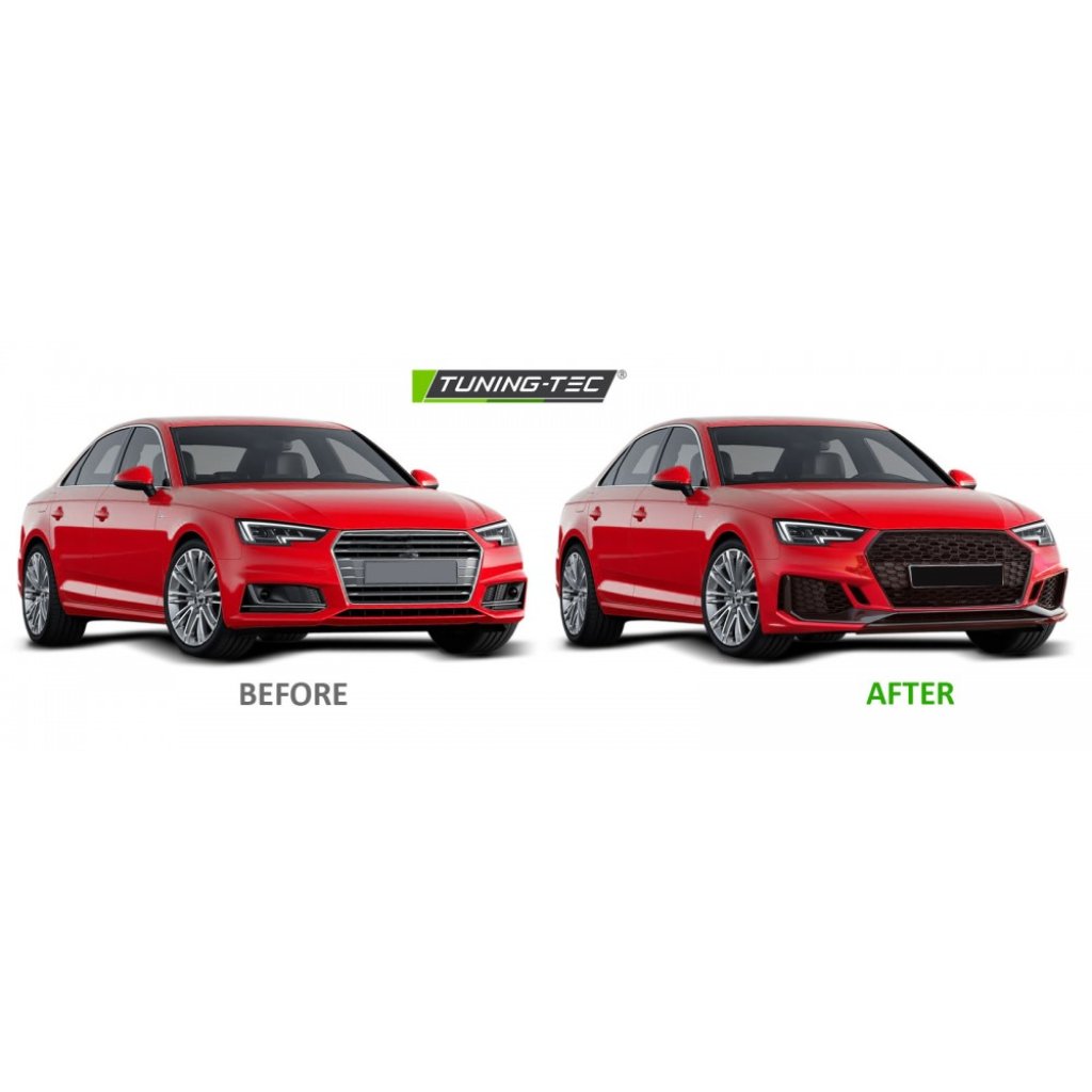 Přední nárazník AUDI A4 B9 15-19 RS4 style černá lesklá PDC
