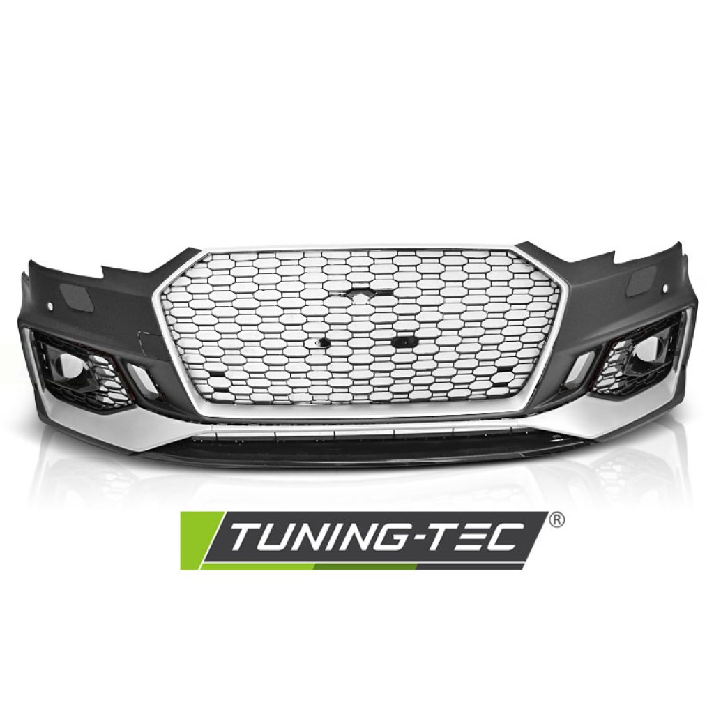 Přední nárazník AUDI A4 B9 15-19 RS4 style stříbná/černá PDC