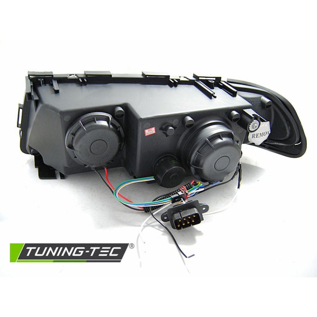 Přední světla 3D LED angel eyes, BMW 7 E38 94-01 černá