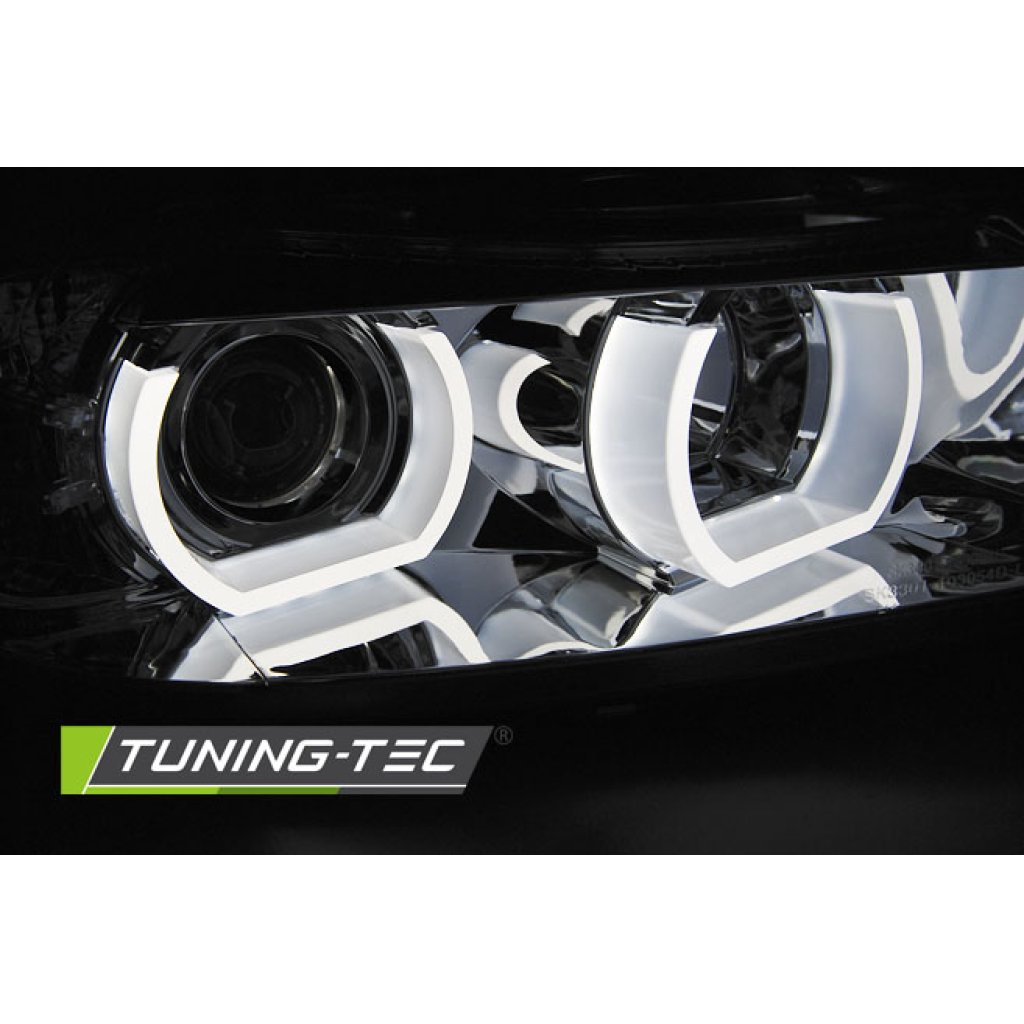 Přední světla 3D LED angel eyes BMW E90/E91 05-08 chromová