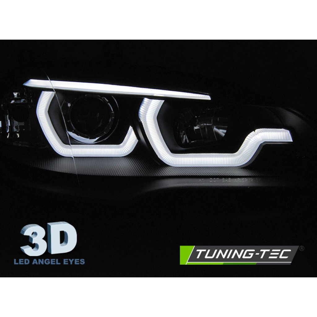 Přední světla 3D LED angel eyes DRL BMW X5 E70 07-13 černá