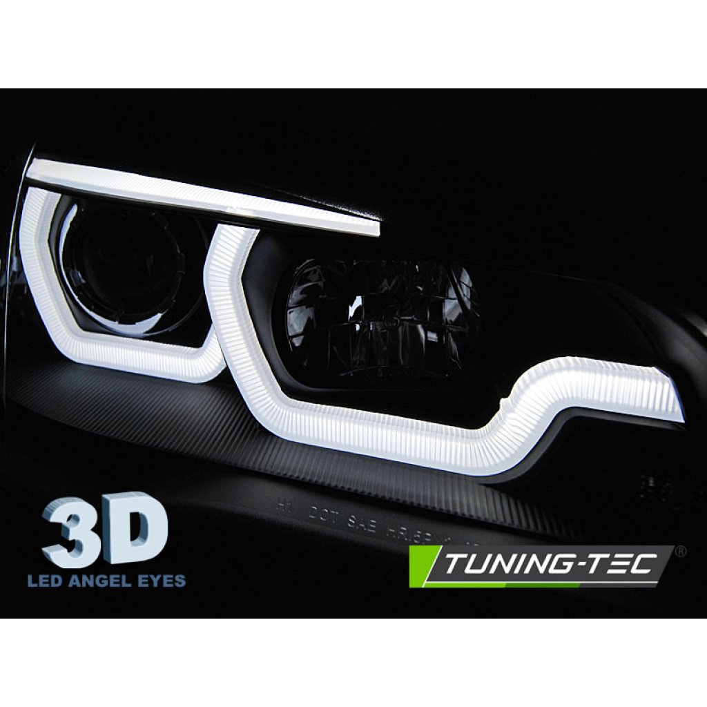 Přední světla 3D LED angel eyes DRL BMW X5 E70 07-13 černá
