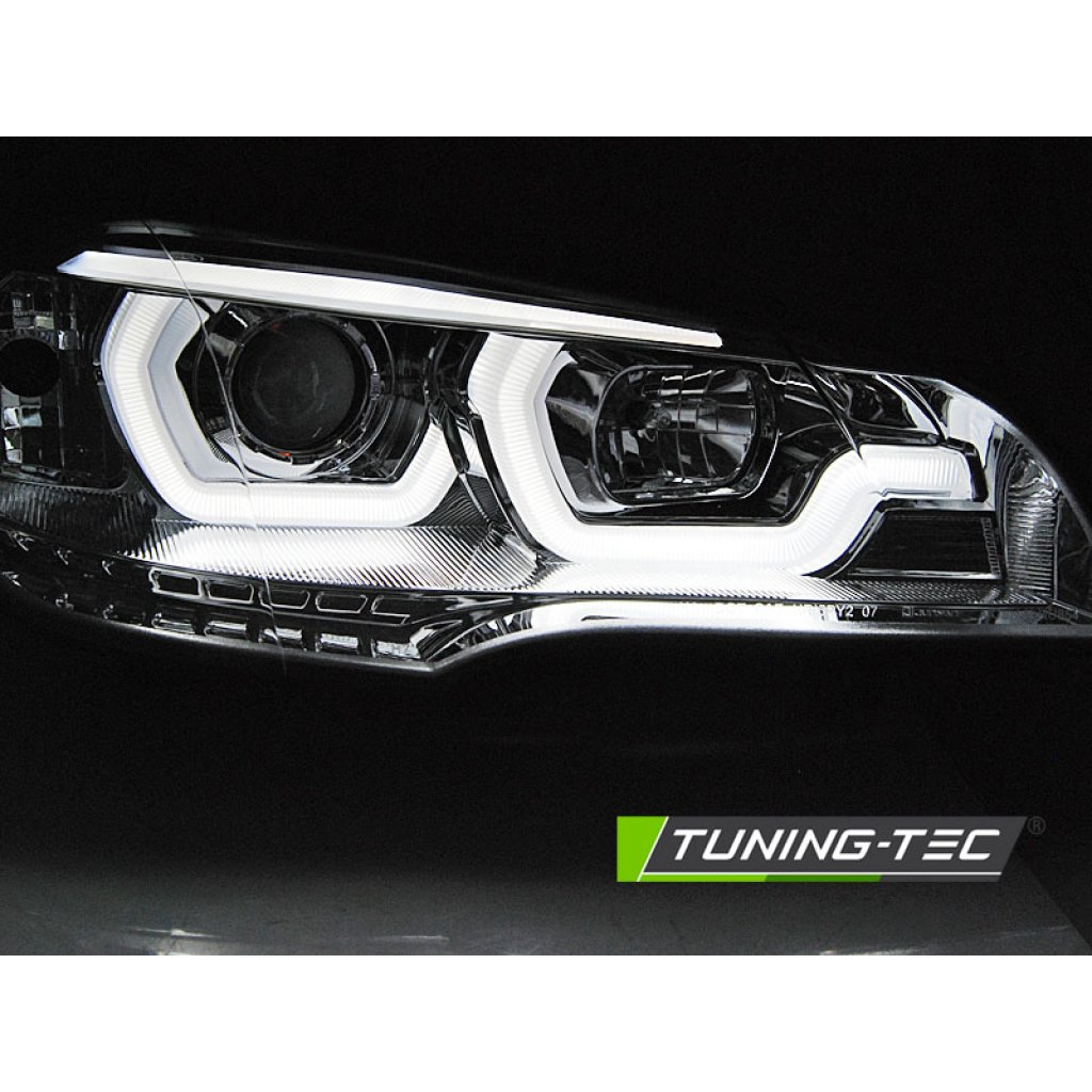 Přední světla 3D LED angel eyes DRL BMW X5 E70 07-13 chromová