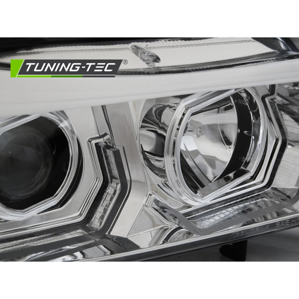 Přední světla 3D LED angel eyes, LED blinkr BMW E90/E91 05-08 chromová