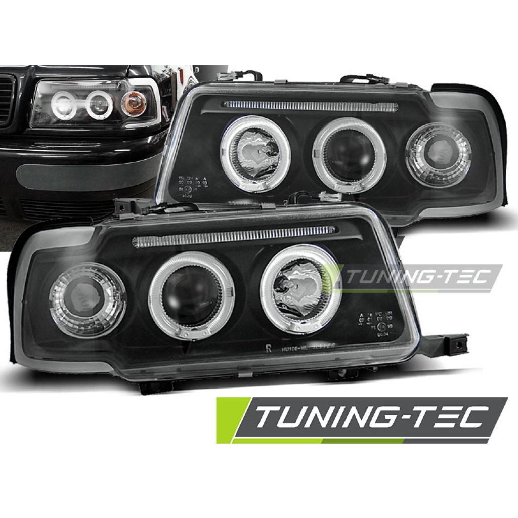 Přední světla angel eyes Audi 80 91-96 černé