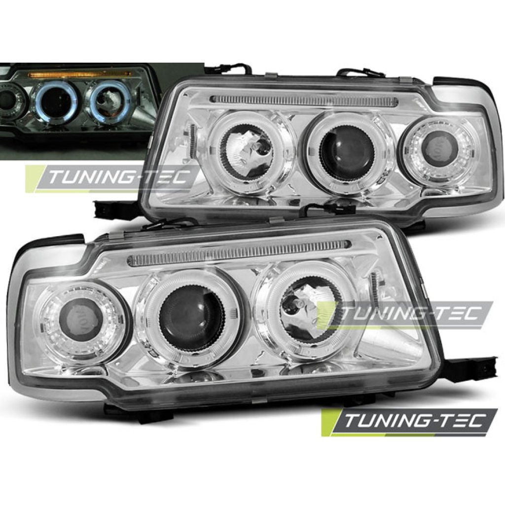 Přední světla angel eyes Audi 80 91-96 chromové