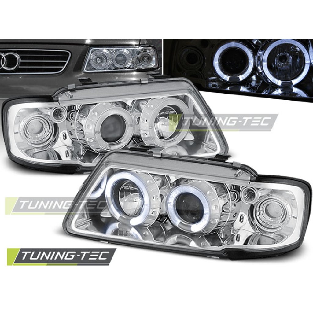 Přední světla angel eyes Audi A3 8L 96-00 - chromové
