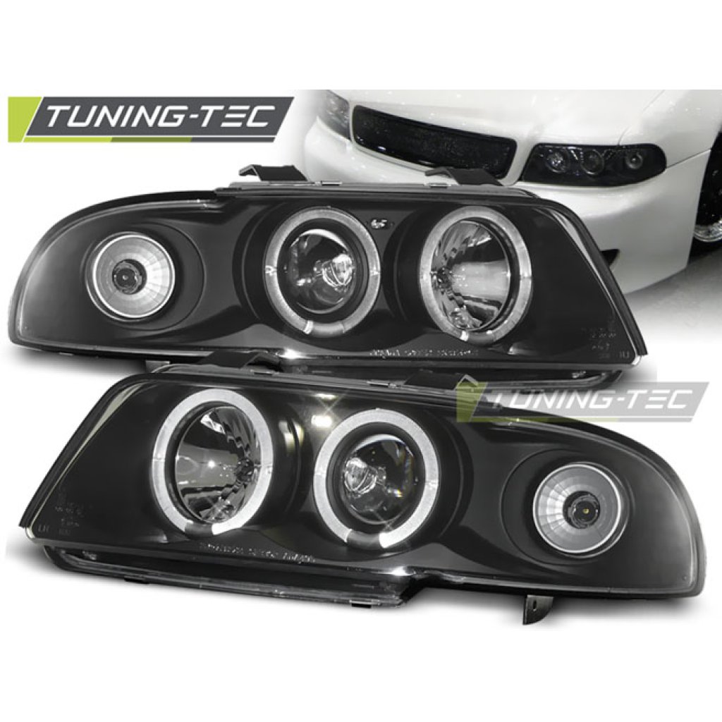 Přední světla angel eyes Audi A4 B5 94-98 - černé