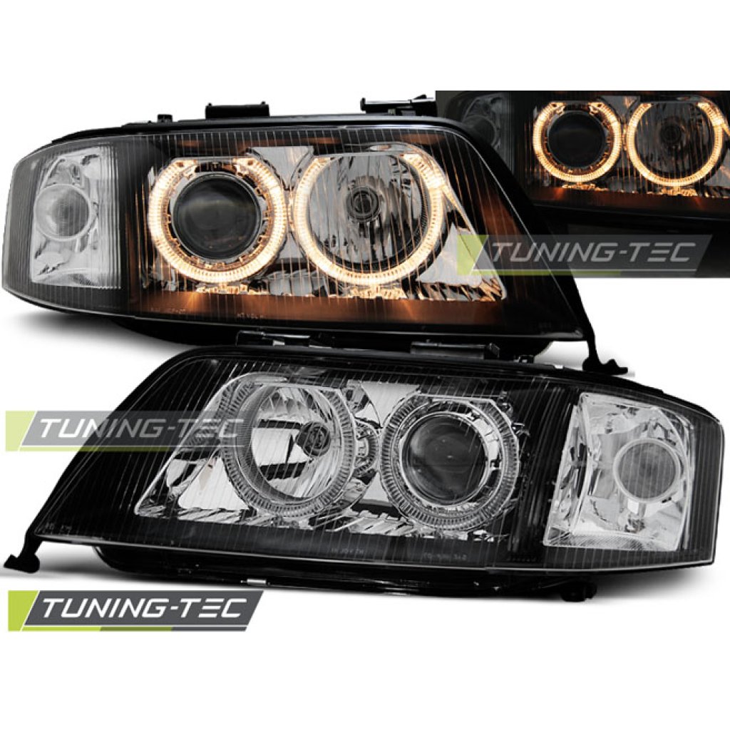 Přední světla angel eyes AUDI A6 99-01 černá