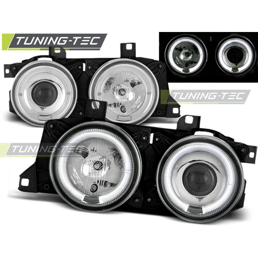 Přední světla angel eyes BMW E32/E34 88-95 chrom