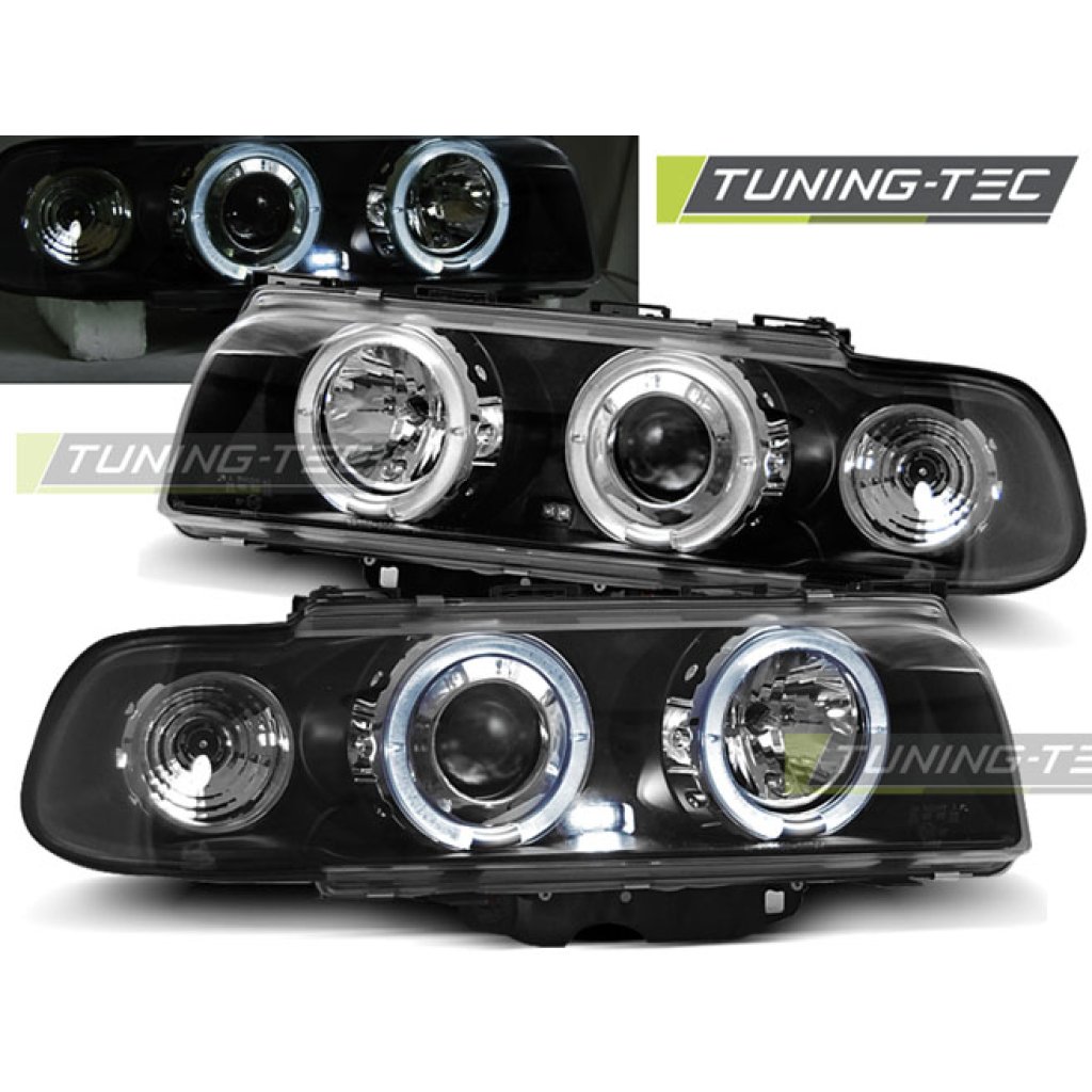 Přední světla angel eyes BMW E38 černé