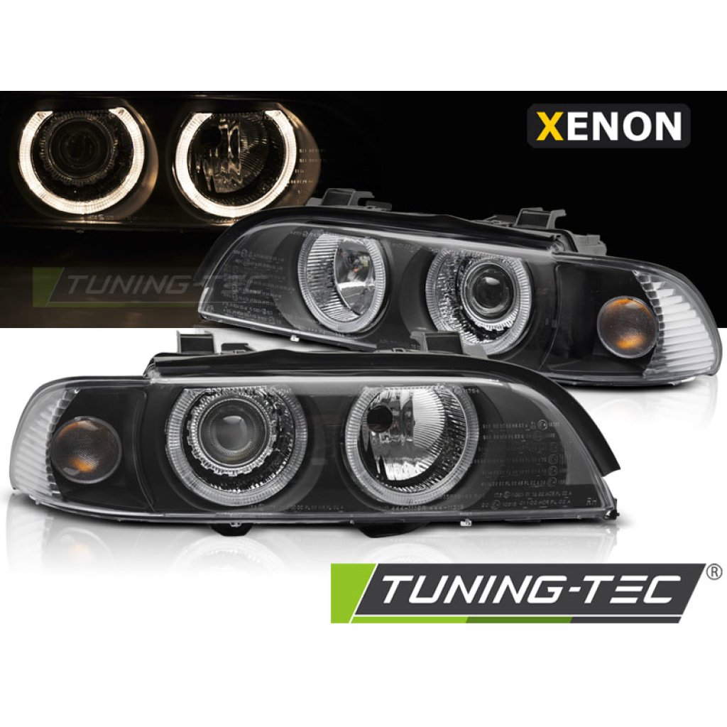 Přední světla angel eyes BMW E39 D2S xenon 00-03 černá