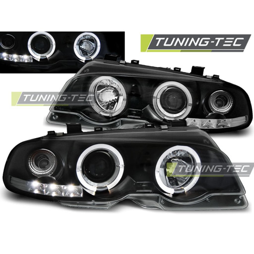 Přední světla angel eyes BMW E46 Coupe 98-01 černé