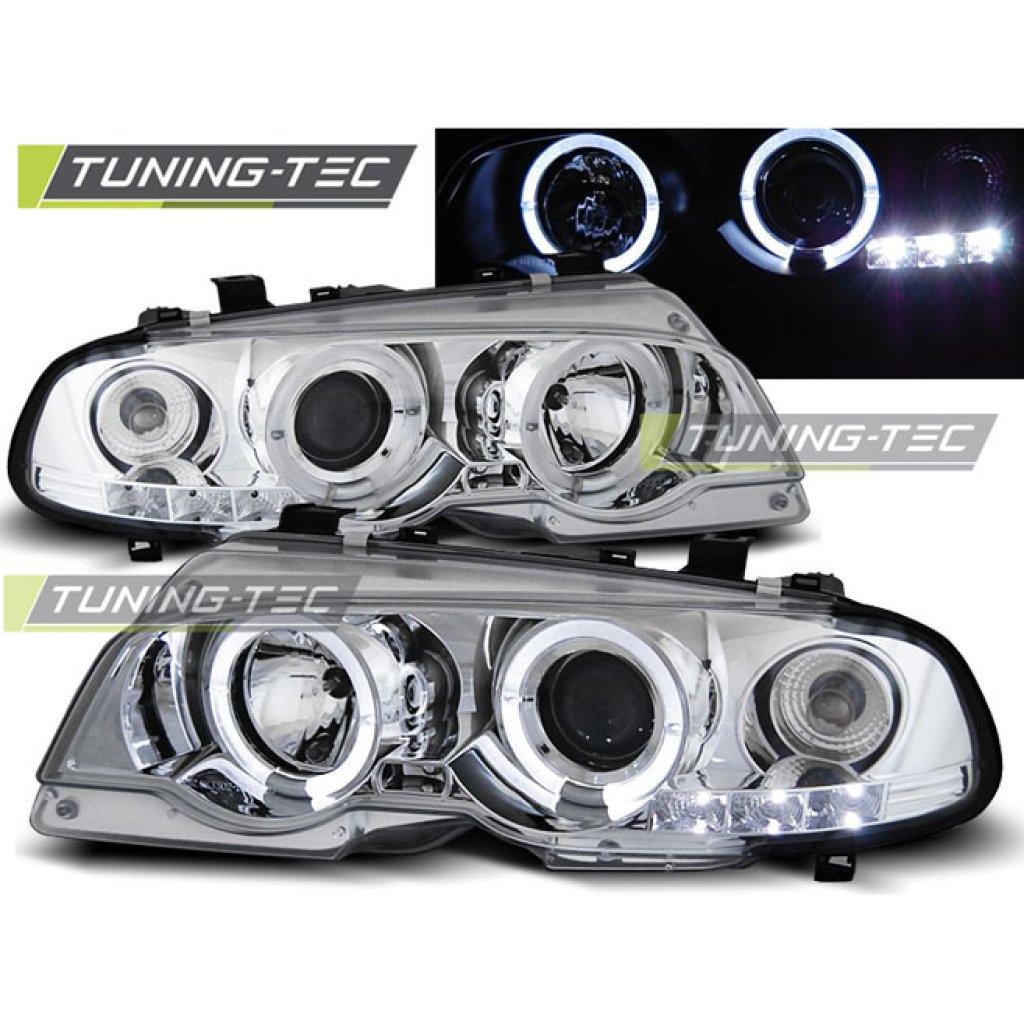 Přední světla angel eyes BMW E46 Coupe 98-01 chromové