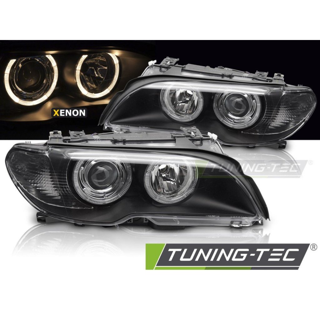 Přední světla angel eyes BMW E46 Coupe/Cabrio D2S xenon 03-06 černá