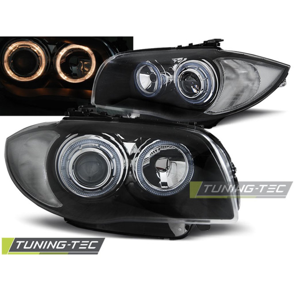Přední světla angel eyes BMW E87 04+ černá