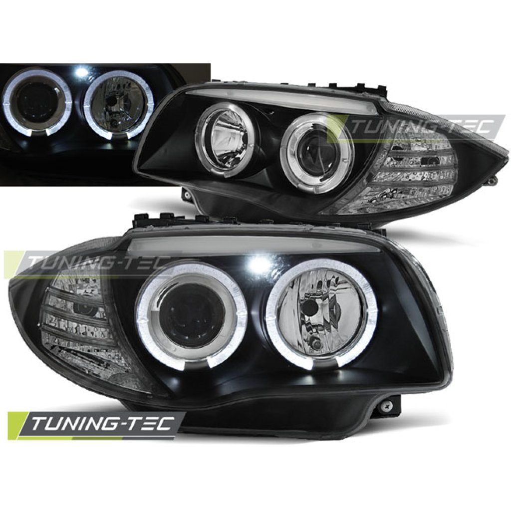 Přední světla angel eyes BMW E87 04- černá