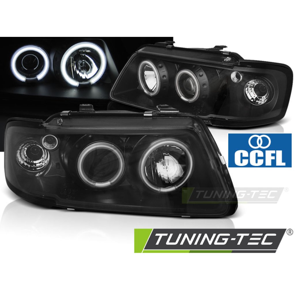 Přední světla angel eyes CCFL AUDI A3 8L 96-00 černá