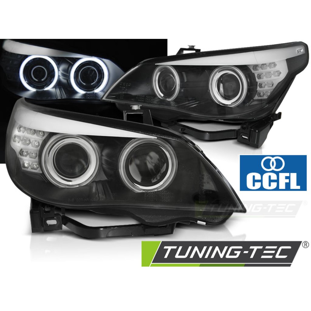 Přední světla angel eyes CCFL BMW E60/E61 03-07 černé