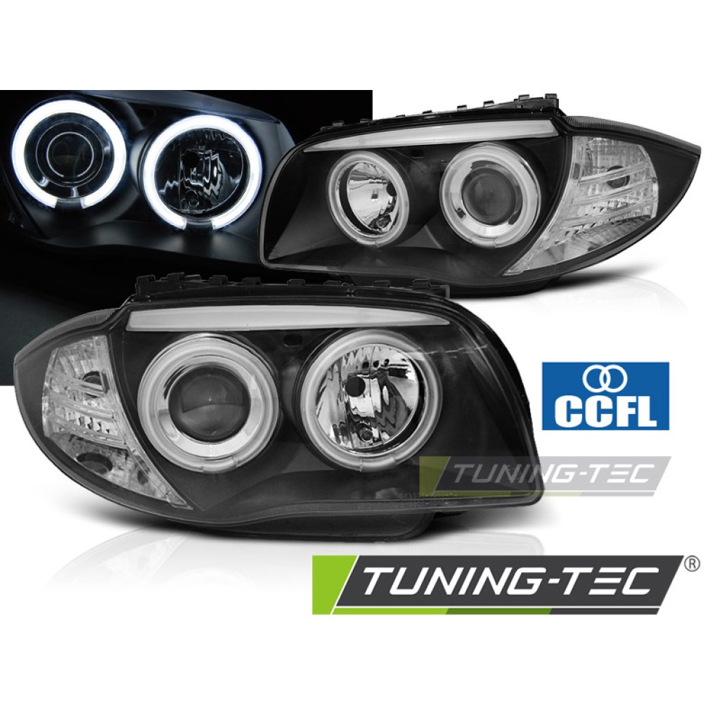 Přední světla angel eyes CCFL BMW E87 04- černá