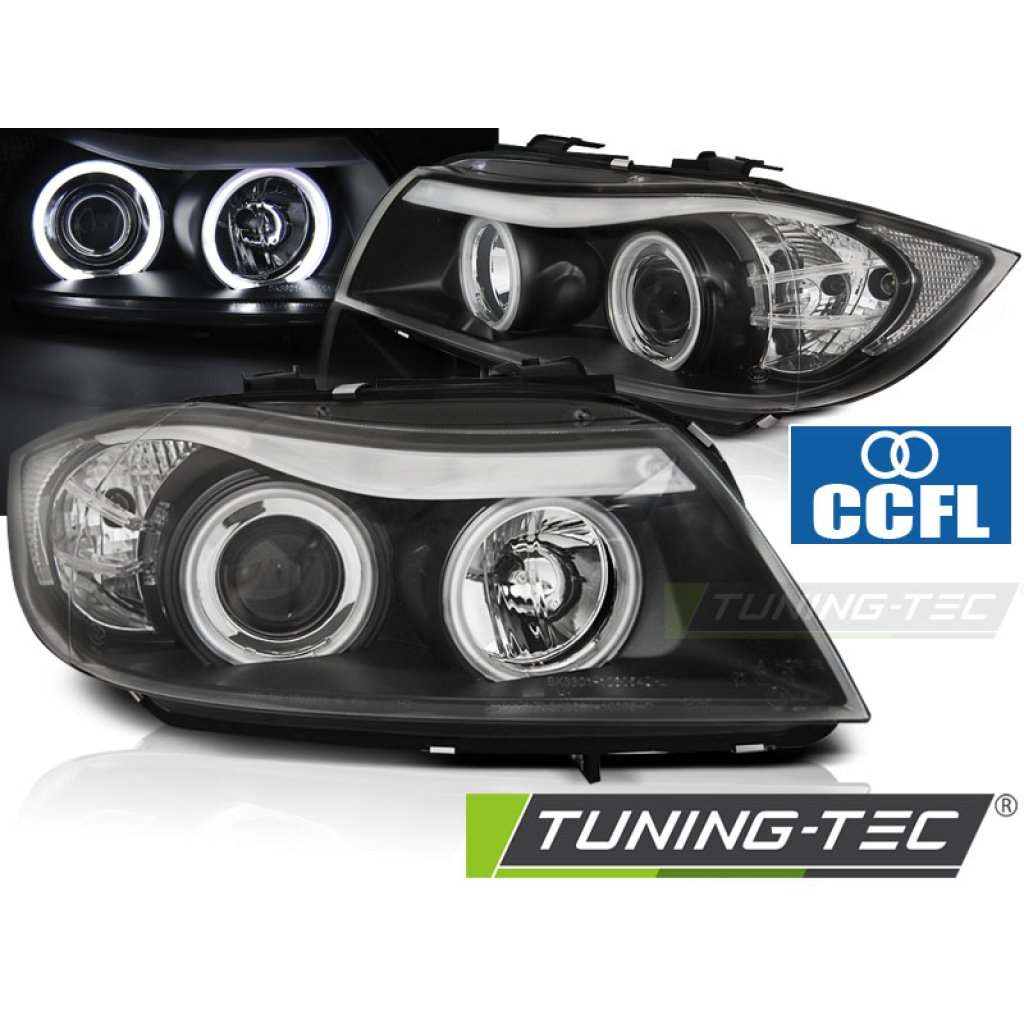 Přední světla angel eyes CCFL BMW E90/E91 05-08 černá