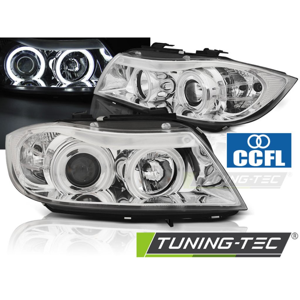 Přední světla angel eyes CCFL BMW E90/E91 05-08 chrom