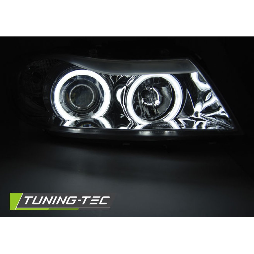 Přední světla angel eyes CCFL BMW E90/E91 05-08 chrom