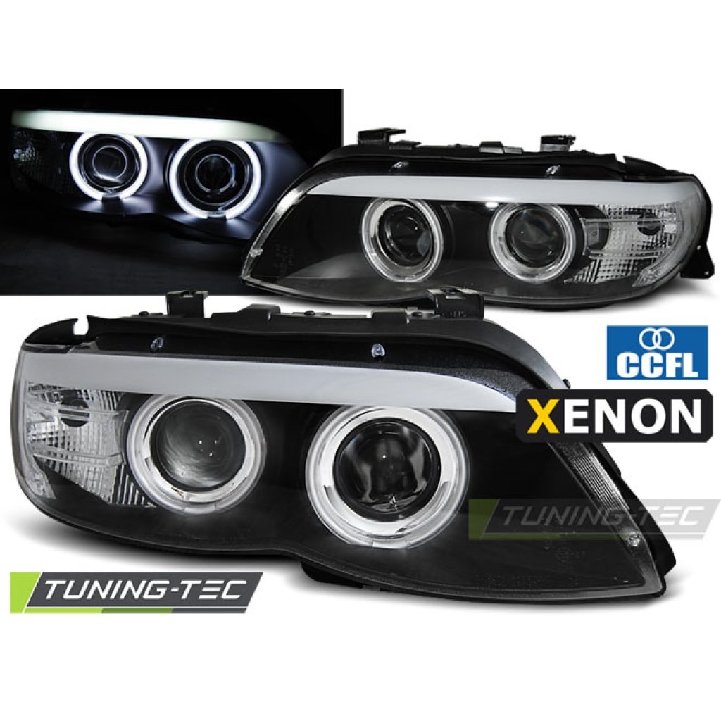 Přední světla angel eyes CCFL BMW X5 E53 03-06 xenon D2S černá