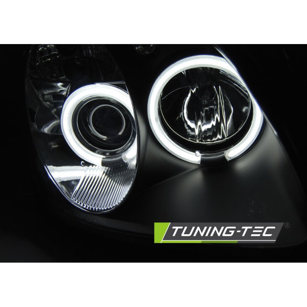 Přední světla angel eyes CCFL Mercedes Benz SLK 96-04 černá