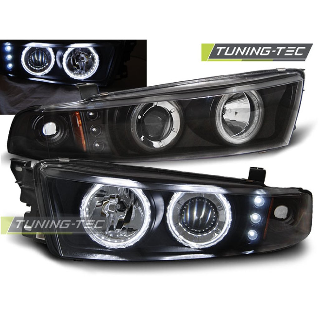 Přední světla angel eyes CCFL Mitsubishi Galant 8 96-06 černá