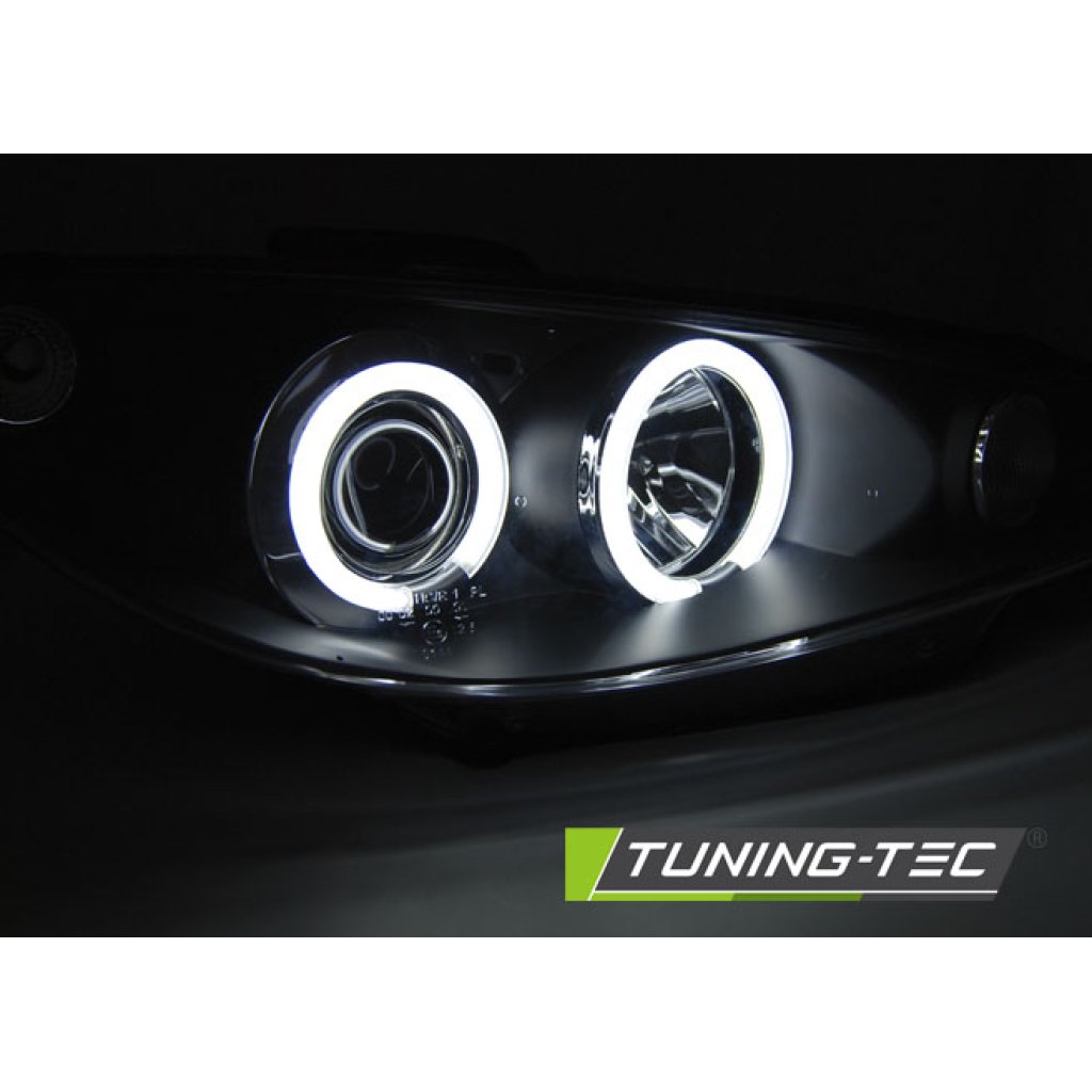 Přední světla angel eyes CCFL Peugeot 206 02- černá