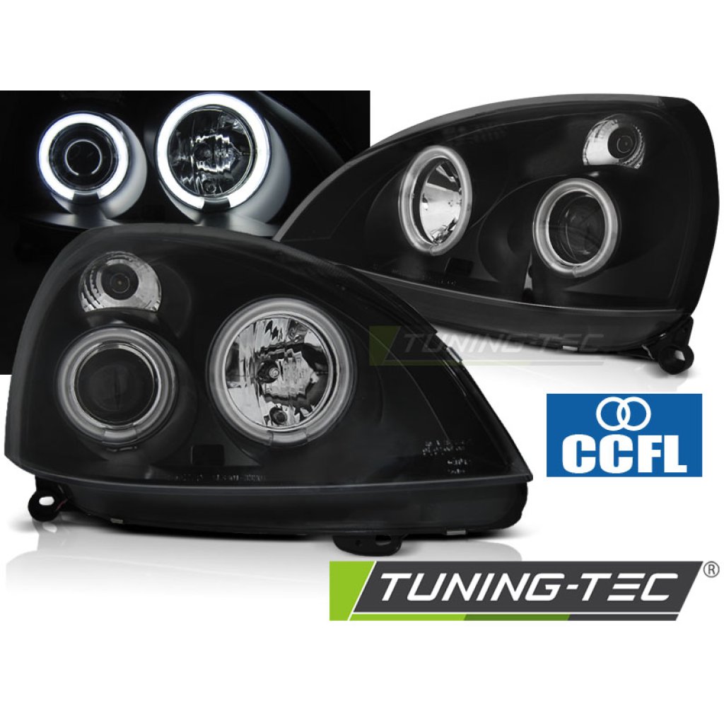 Přední světla angel eyes CCFL Renault Clio B 01-05 černé