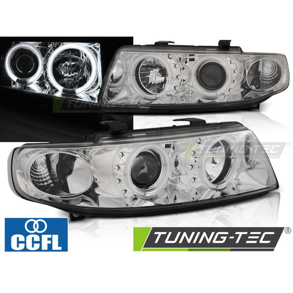 Přední světla angel eyes CCFL Seat Leon/Toledo 99-05 chrom