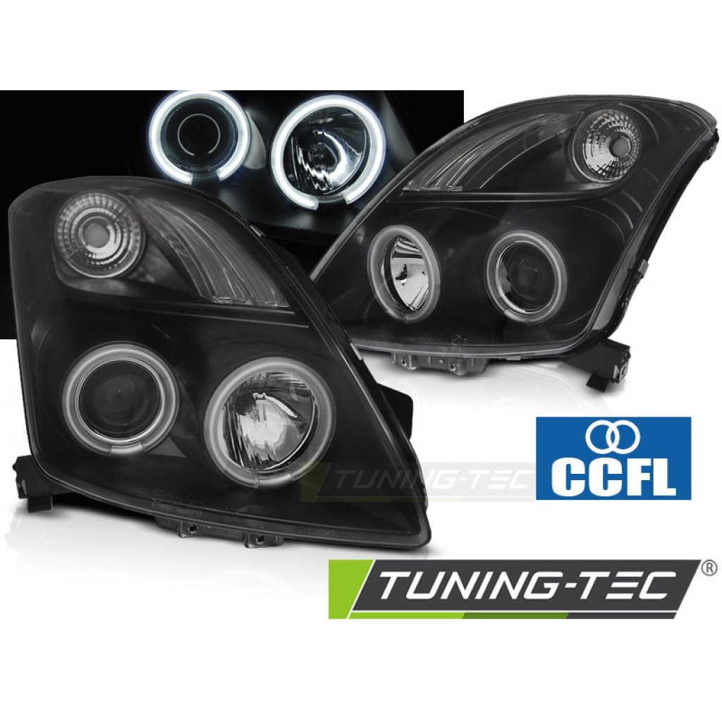 Přední světla angel eyes CCFL Suzuki Swift 05-10 černá