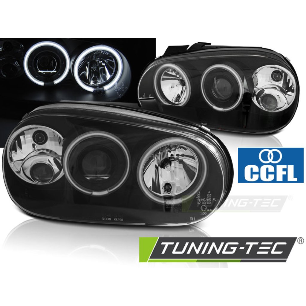 Přední světla angel eyes CCFL VW Golf IV 4 97-04 černá