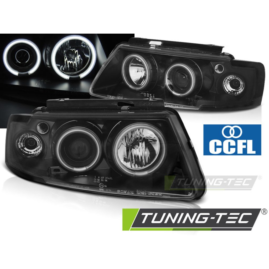 Přední světla angel eyes CCFL VW Passat 3B 97-00 černá
