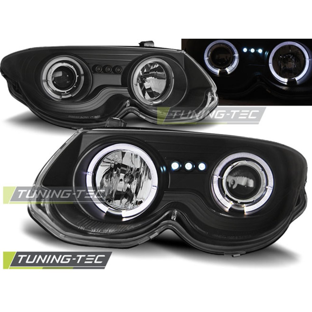 Přední světla angel eyes Chrysler 300 M 99-04 černá