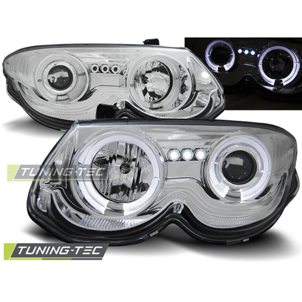 Přední světla angel eyes Chrysler 300 M 99-04 chrom