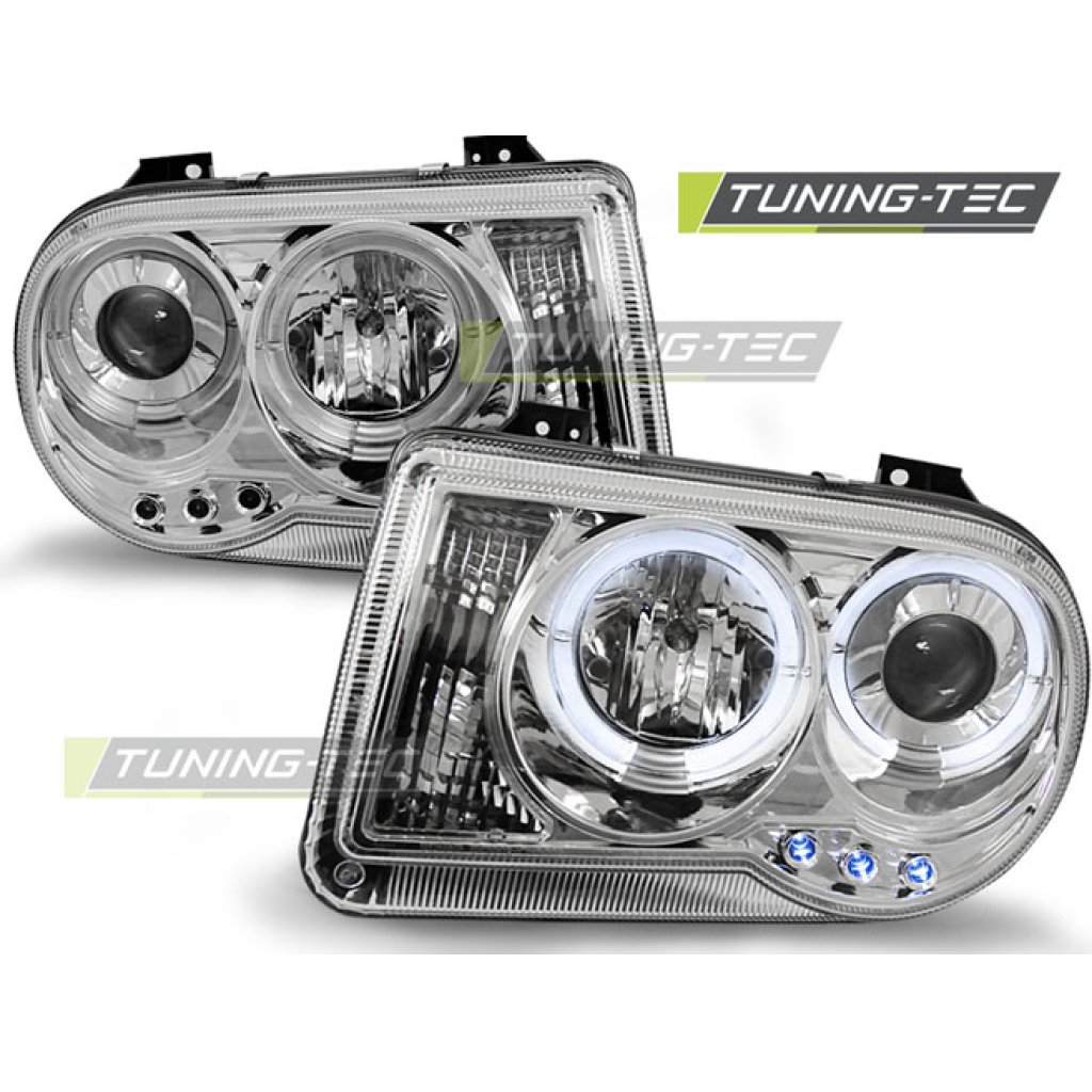 Přední světla angel eyes Chrysler 300C 04-08 chromové
