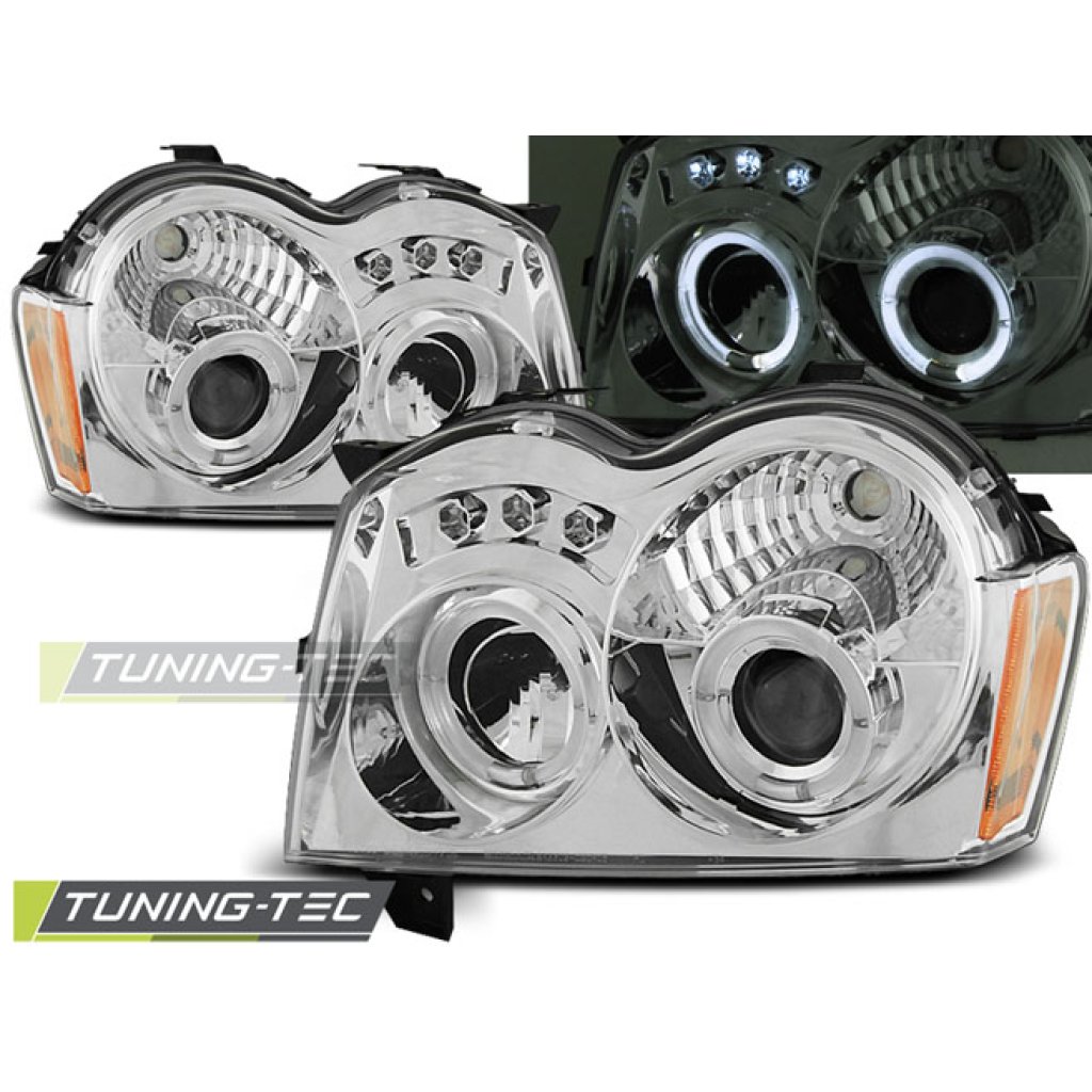 Přední světla angel eyes Chrysler Jeep Grand Cherokee 05-08 chrom
