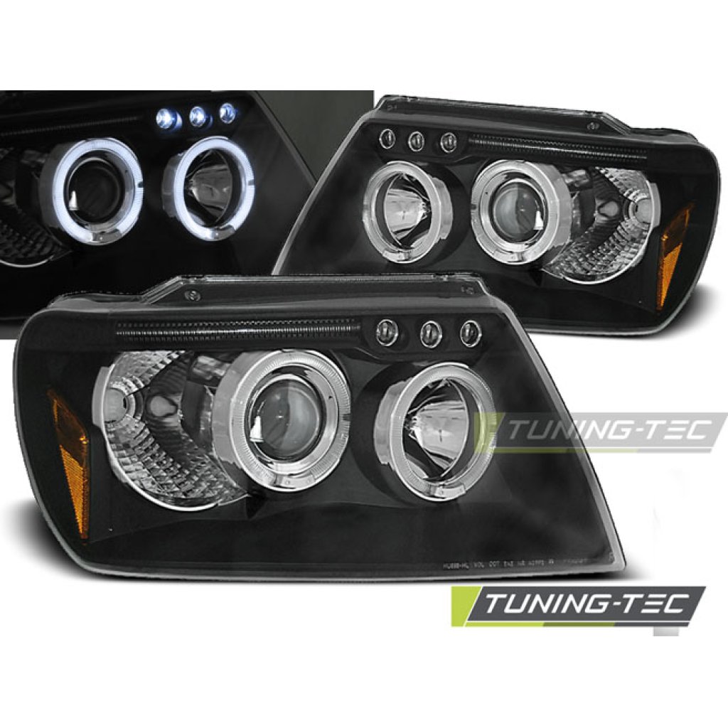 Přední světla angel eyes - Chrysler Jeep Grand Cherokee 99-05 černá
