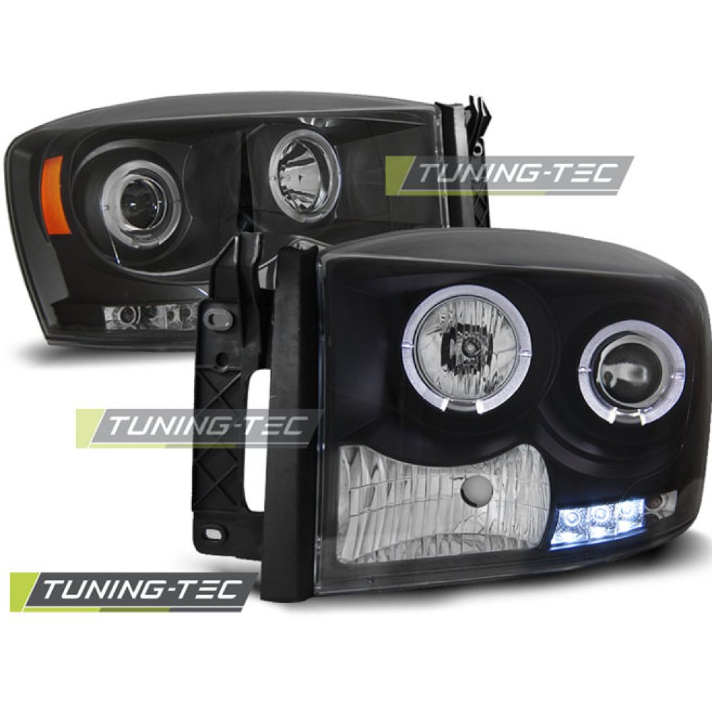 Přední světla angel eyes Dodge Ram 06-08 černá